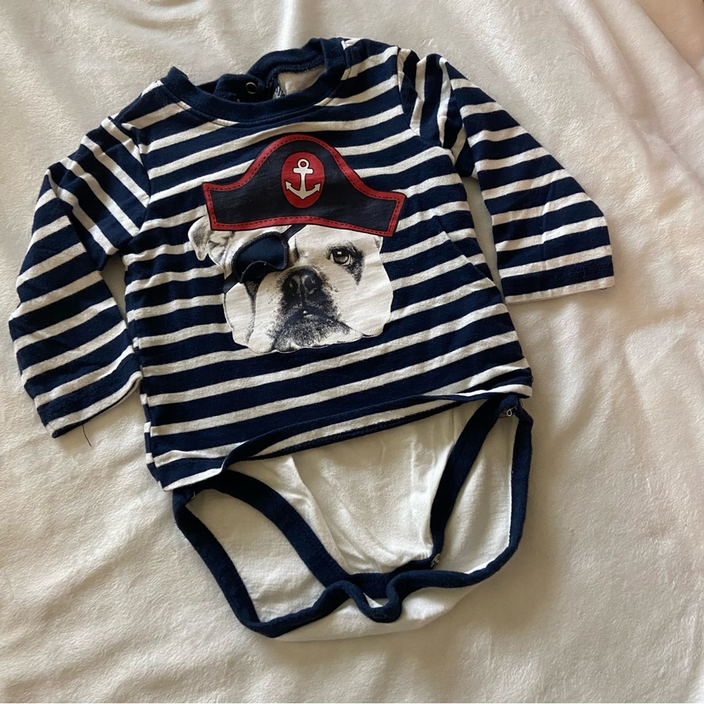 Frenchie French  Bulldog Pirate Onesie 6 - 9 Months
